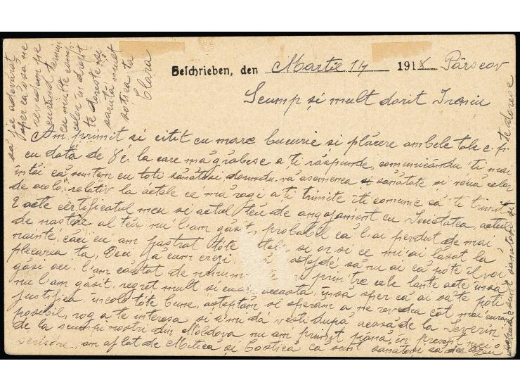 1918, 10 Pfg. karminrot mit Stempel "BUKREST 24.MRZ.18" als portogerechte Einzelfrankatur mit Zensur-Ra3 nach Bukarest, gesch