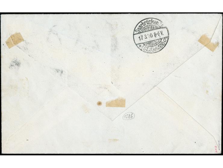 1920, Ludwig 1-10 M. mit Dkr. "ENSHEIM 16 MÄR 20" auf überfrankiertem Eil-R-Brief nach Saarbrücken, tadellos, u.a. sign. Burg
