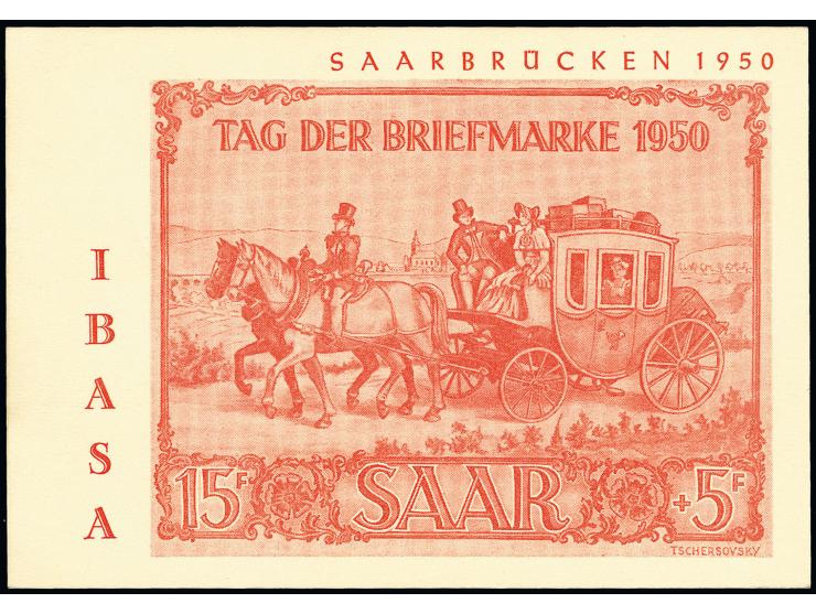 1950, IBASA 15 Fr. mit Ersttags-Sonderstempel auf anlassbezogener Karte, Befund Ney BPP