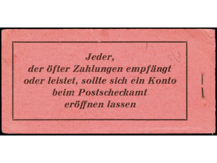 1936, Staatswappen im Kreis, schwarz auf rosa, HAN 136, komplettes Heftchen mit kopfstehend eingehefteten Heftchenblättern un