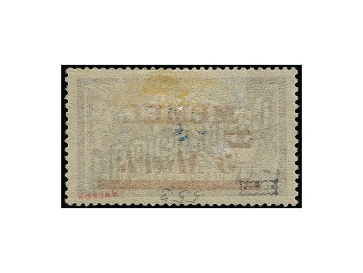 1921, Flugpost 3 M. schwärzlichrotviolett mit kopfstehendem Aufdruck, sauber ungebraucht, selten, u.a. sign. Kessler und Foto