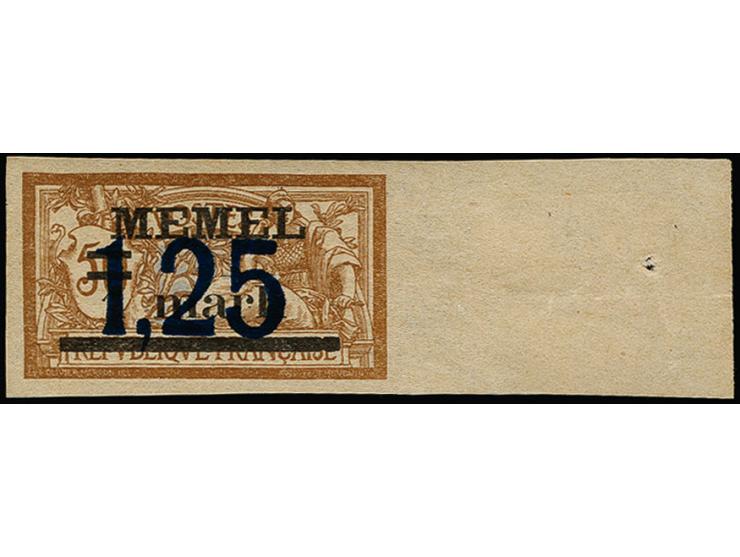 1922, 1,25 auf 1m auf 50 C., ungezähnt mit rechtem Bogenrand, mit Aufdruckfehler "weiter Abstand zwischen 1 und mark", sehr s