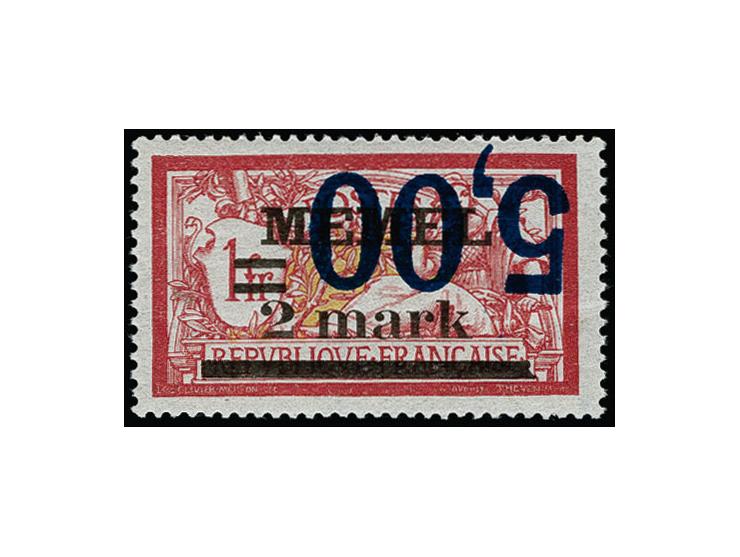 5,00 auf 2m. auf 1 Fr. mit kopfstehendem Aufdruck, postfrisch, oben eine minimal verkürzte Zahnspitze, sonst tadellos, sehr s