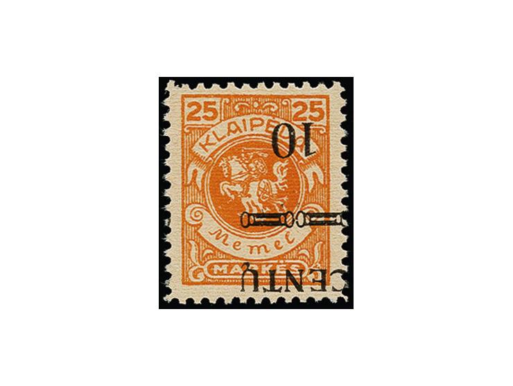 10 C. auf 25 M. mit kopfstehendem, leicht verschobenen Aufdruck, postfrisch, tadellos, sign. Dr. Petersen BPP und Befund Huyl