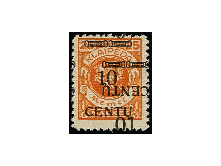 10 C. auf 25 M. mit doppeltem, davon einer kopfstehend, Aufdruck, der kopfstehende Aufdruck in Type AIII, postfrisch, tadello