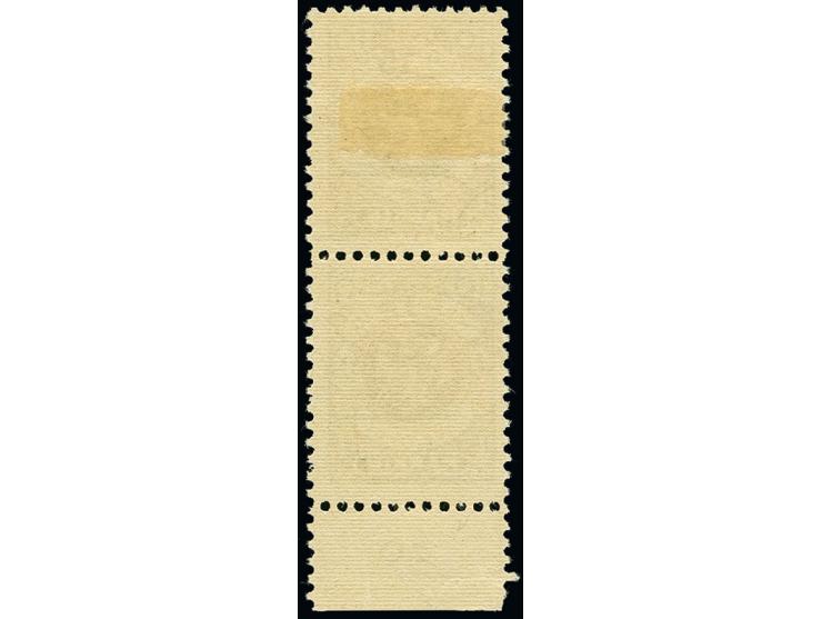 15 C. auf 10 M. im senkrechten Unterrandpaar, die untere Marke mit Aufdruckfehler "Zierbalken stark gebrochen", die untere Ma