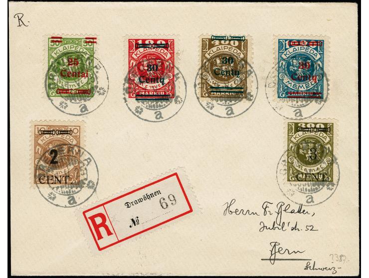 30 C. auf 1000 M. mit Zufrankatur mit Stempel "DREVERNA 17.V.25" auf nicht befördertem R-Brief nach Bern, tadellos, Fotoattes