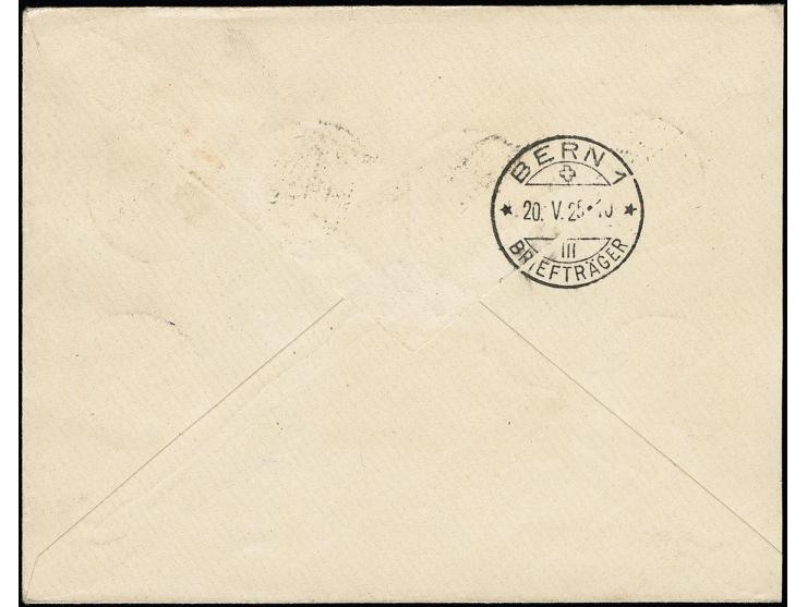 30 C. auf 1000 M. mit Zufrankatur mit Stempel "DREVERNA 17.V.25" auf nicht befördertem R-Brief nach Bern, tadellos, Fotoattes