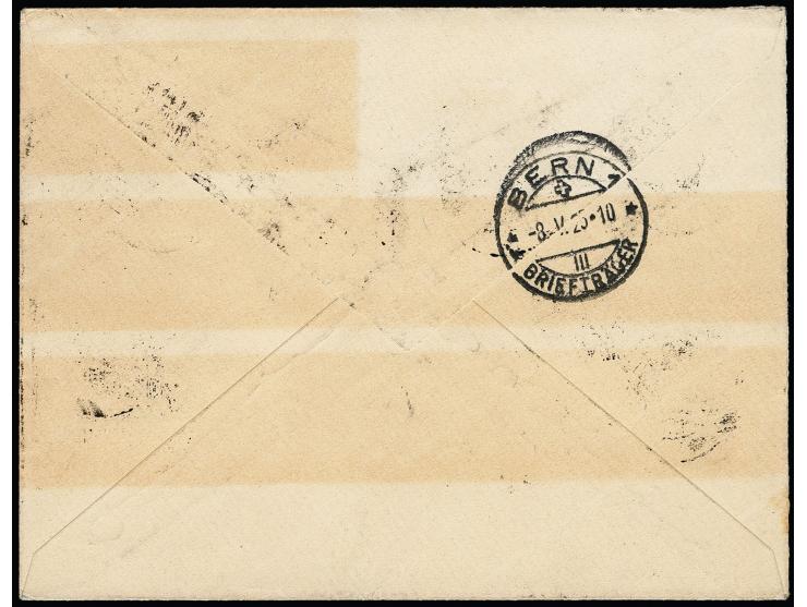 30 C. auf 1000 M. mit Zufrankatur mit Stempel "KLAIPEDA -5.V.25" auf nicht befördertem R-Brief nach Bern, Umschlag etwas verf
