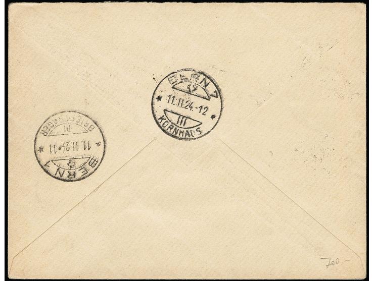 30 C. auf 1000 M. mit Zufrankatur mit Stempel "KLAIPEDA -8.II.24" auf nicht befördertem R-Brief nach Bern, Mi.-Nr. 120 war ni