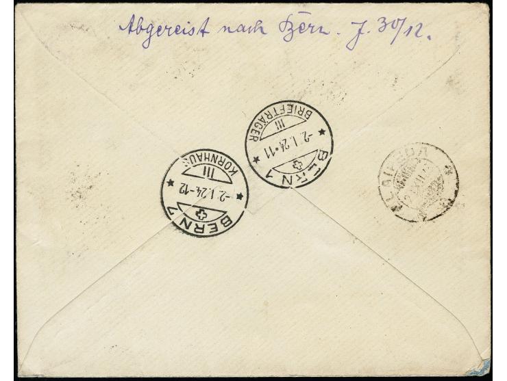 15 C. auf 25 C. mit Zufrankatur mit Stempel "KLAIPEDA 30.XII.23" als Nachsendefrankatur auf R-Brief von Berlin nach Bern, gut