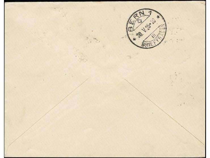 Grünaufdruck 15 C. mit Zufrankatur mit Stempel "DREVERNA 17.V.25" auf nicht befördertem R-Brief nach Bern, tadellos, Fotoatte