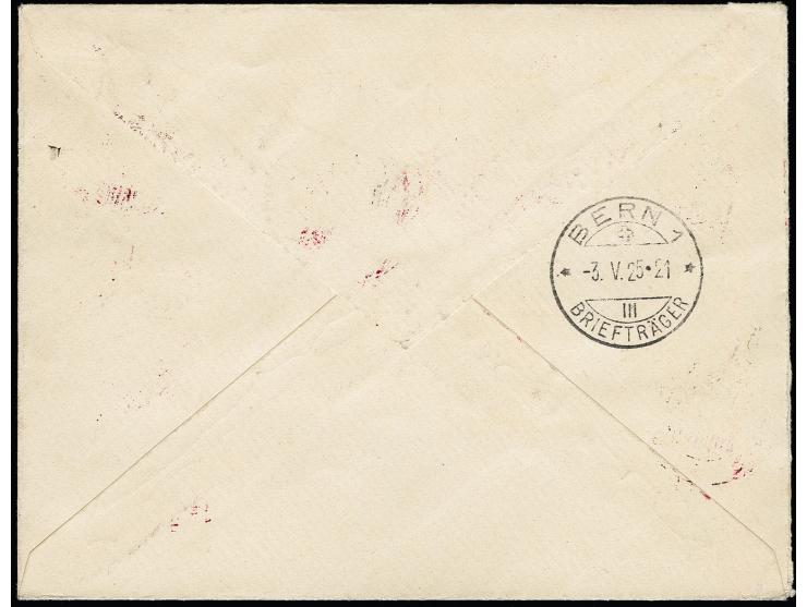 Grünaufdruck 25 C. mit Zufrankatur mit Stempel "KLAIPEDA 30.IV.25" auf R-Brief nach Bern, tadellos