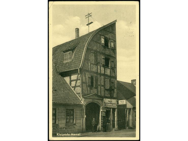 35 C. mit klarem Doppeldruck mit Stempel "MEMEL * * b  24.3.39 5-6N" auf Postkarte nach Berlin, tadellos, selten, Fotoattest 