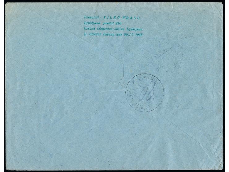 1944, Freimarke 1,25 L., zwei Stück mit Stempel "LAIBACH 27.12.44" auf R-Brief nach Villach, tadellos, Befund Brunel