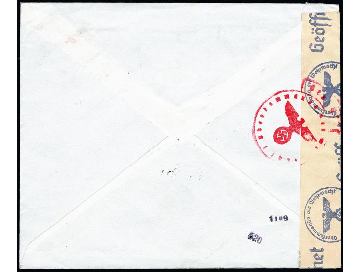 Flugpost 14 Din. mit klarem Stempel "BEOGRAD 1.XII.42" auf zensiertem Luftpost-R-Brief nach Wien, tadellos, sign. Krischke
