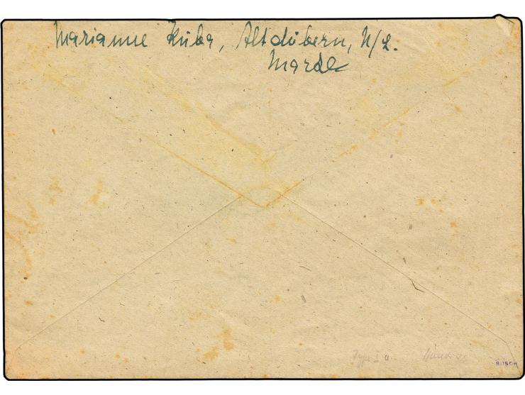 6 Pfg. mit violettem Handstempel-Aufdruck in Type II, senkrechtes Paar mit Stempel "ALTDÖBERN 4.1..6" auf Brief nach Ogrosen 