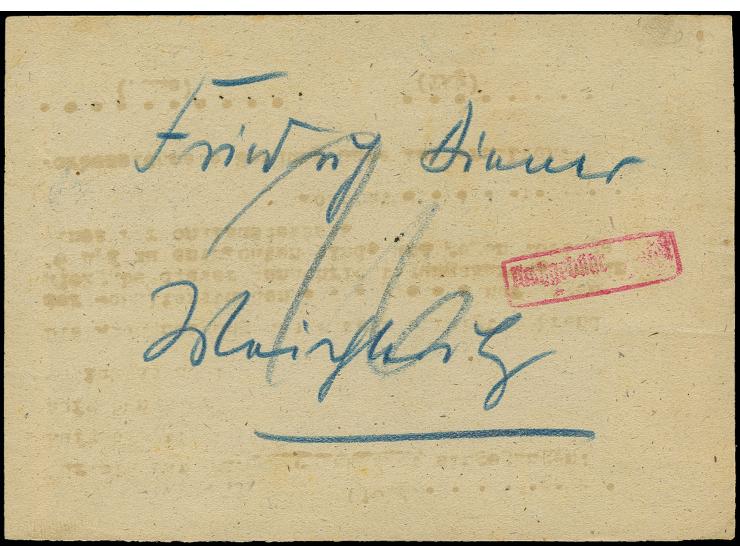 20 Pfg. und 10 Pfg. mit undeutlichem Poststellen II-Stempel, als Zustellungsgebühr auf Benachrichtigungschein für ein Care-Pa