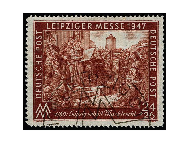 1947, Leipziger Frühjahrsmesse 24 Pfg., gez. 13¼:13, Wasserzeichen flach fallendm, sauber gestempelt auf Briefstück (gelöst),