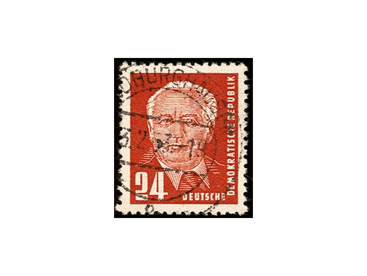 1952, Pieck 24 Pfg. auf gewöhnlichem Papier, Wz. YI, sauber gestempelt, links ein ausgerissener Zahn, sonst in tadelloser Erh