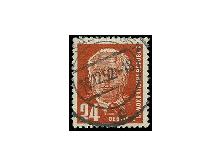 Pieck 24 Pfg. schwärzlichrotorange, gewöhnliches Papierwasserzeichen YI, gestempelt, seltene Marke, Fotoattest Paul BPP (Mi. 