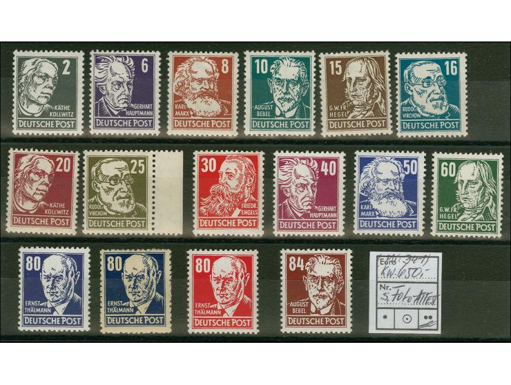 1952 Köpfe II 2-84 Pfg., postfrisch, tadellos, sign. bzw. 84 Pfg. mit Fotoattest Schönherr BPP