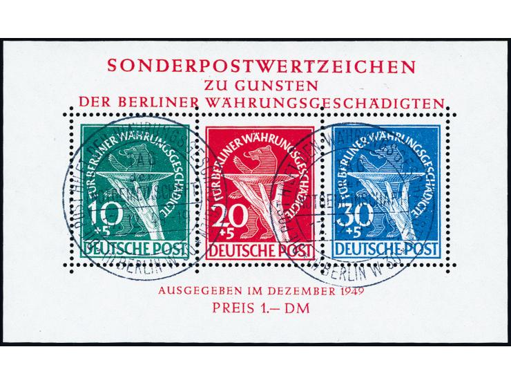 Währungsgeschädigten-Block mit Ersttagssonderstempel, tadellos, Fotoattest Schlegel D. BPP (Mi. 2.200,-)