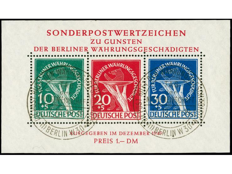1949, Währungsgeschädigten-Block, sauber mit Ersttagssonderstempel, tadellos, Fotoattest Schlegel BPP