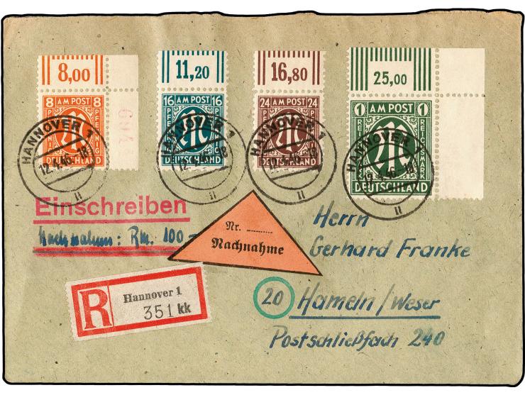 8 Pfg., gezähnt L 11½, Papier z, aus der rechten oberen Bogenecke mit roter vierstelliger Bogenzählnummer und Zusatz 16 und 2