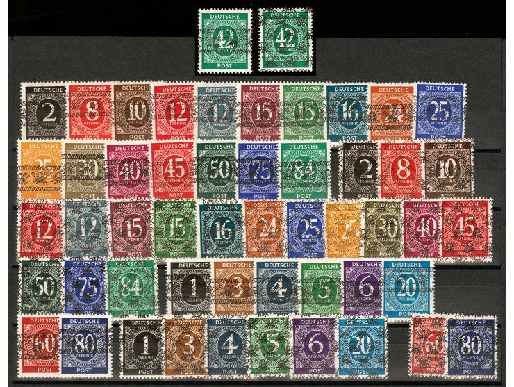 Band- und Netzaufdruck auf Ziffern 1-85 Pfg., 52 Werte kpl., postfrisch, Altsignaturen, 4 Fotoatteste Schlegel A. BPP (Mi. 3.