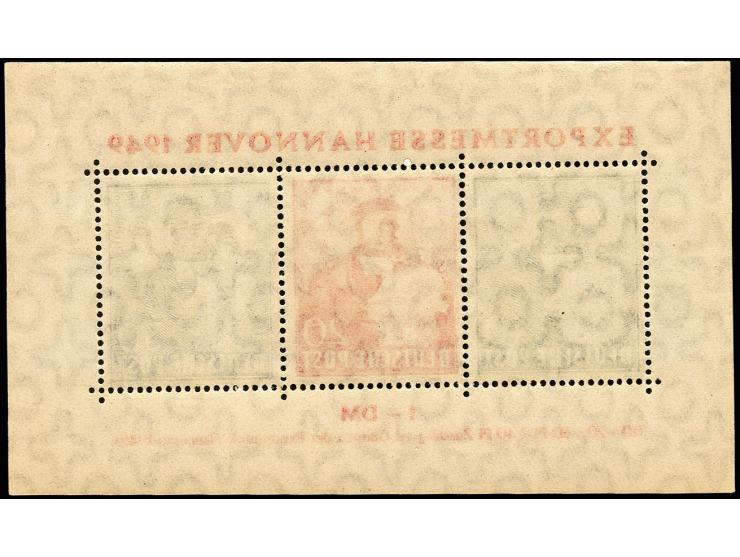 1949, Blockausgabe zur Exportmesse Hannover, dabei 30 Pfennig in Farbe dunkelgrünlichblau, postfrisch, tadellos, Fotoattest S