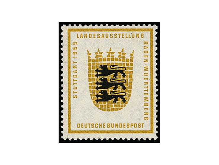 Landesausstellung Baden-Württemberg 10 Pfg. ohne die Farbe gelblichgrün (Wertziffer fehlend) mit Wasserzeichen Vc, postfrisch
