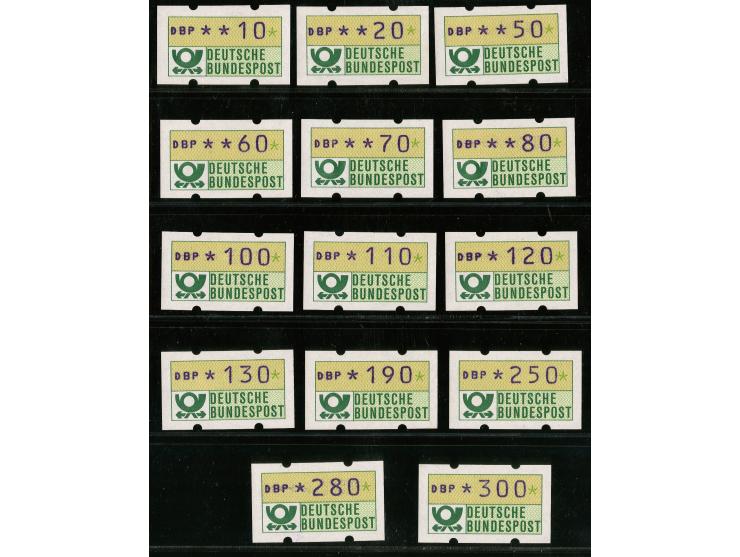 AUTOMATENMARKEN: 1981, Tastensatz 10,20,50,60,70,80,100,110,120,130,190,250,280 und 300 Pfg., sogen. "blaue Müncher", postfri