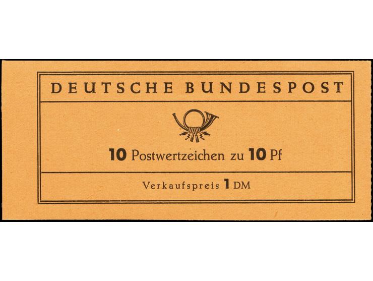 1960, Heuss I, Versuchsausgabe auf fluoreszierendem Papier, komplettes Heftchen mit liegendem grünen "L" oberhalb der unteren
