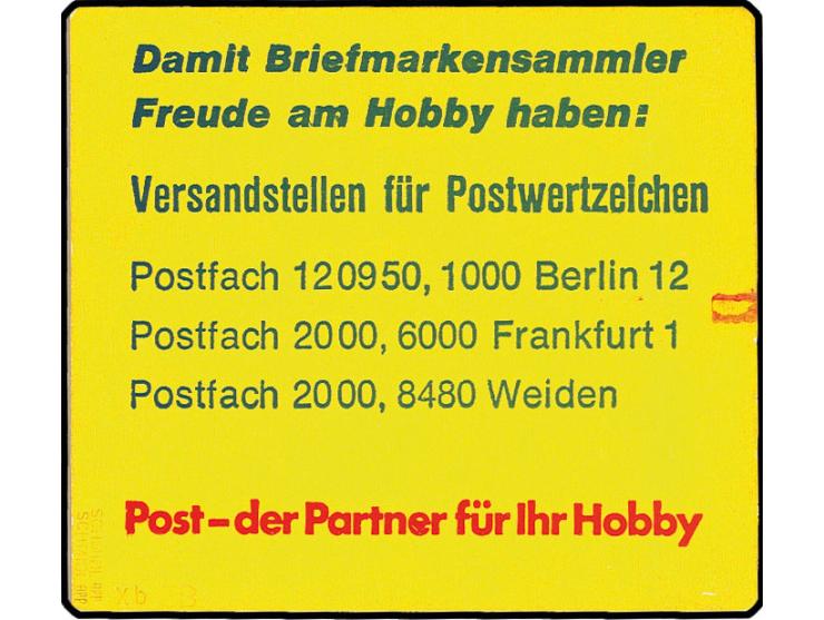 1980, Burgen und Schlösser, komplettes Heftchen mit Reklame xb, mit Zählbalken, MH-Blatt mit Plattenfehler V, postfrisch in t