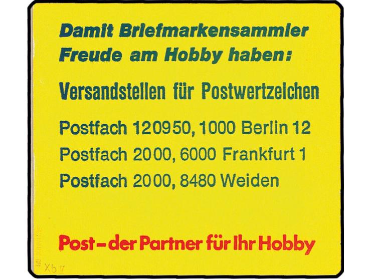 1980, Burgen und Schlösser, komplettes Heftchen mit Reklame xb, ohne Zählbalken, MH-Blatt mit Plattenfehler V, postfrisch in 