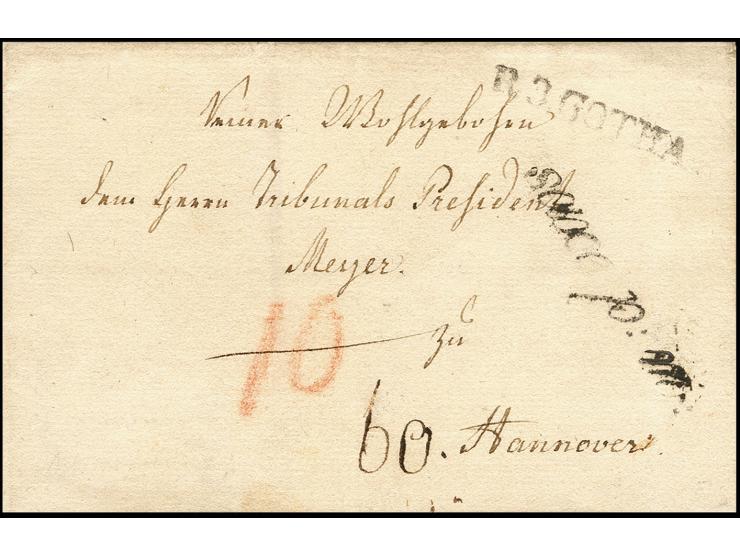 "Saxe p:m:", L1 in schwarz auf Briefhülle mit nebengesetztem "R3 GOTHA" 1811 nach Hannover mit Ankunftsstempel