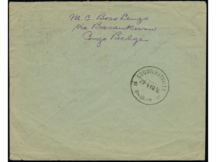 1931, postage stamp 1 fr. red, 75 c. lilaccarmine, 50 c. violet and 25 c. blue tied by cds. "BASANKUSU 27.4.40" to cover via 