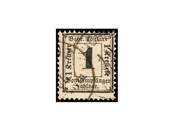 1 Kr. schwarz, Wz. enge Rauten mit EKr. "MÜNCHEN", gut gezähntes und frisches Kabinettstück, sign. Pfenninger, Fotoattest Sem