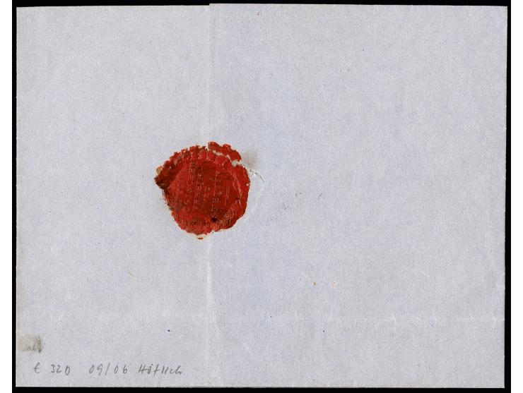 1852, "EXP:STETTIN...1852/LE CONSUL DE RUSSIE/No...SCHLÖZER", Ra3 klar in blau auf Boten-Briefhülle aus Stettin (rückeitig mi