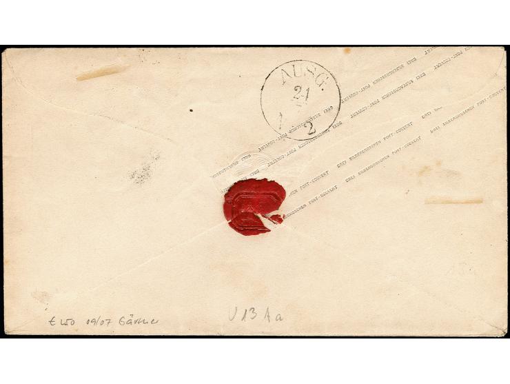 1855 (ca.), "AUS SWINEMÜNDE P. DAMPS. 29.7." Ra3 recht klar (Tageszahlen kopfstehend mit hds. Änderung) auf Preußen Ganzsache
