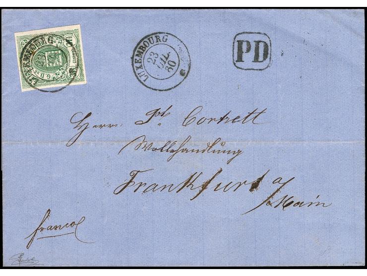 37½  c. green with large margins, small sheet margin at right, tied by clear "LUXEMBOURG 23 JUIL. 60" to letter sheet to Fran