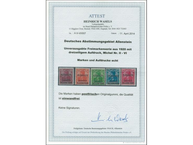 Nicht verausgabte Werte: 1920, 5-40 Pfg. Germania kpl., postfrisch, Kabinett, Fotoattest Wasels BPP (Mi. 900,-)