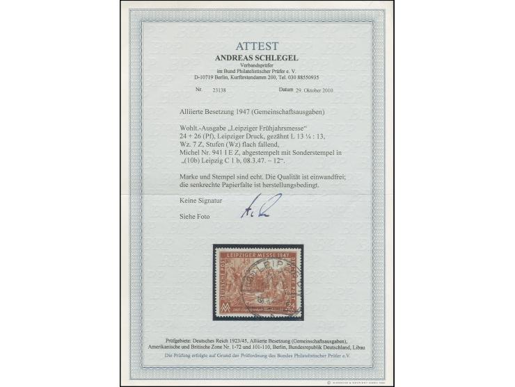 1947, Leipziger Messe, Kupfertiefdruck, 24 Pfg. gez. L13¼:13, Wz. Stufen flach fallend, sauber gestempelt, herstellungsbeding