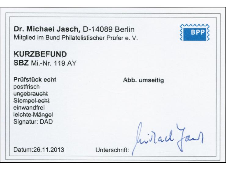 MÜGELN: 12 Pfg. mit Wz. Y, postfrisch, private Signatur und Kurzbefund Dr. Jasch BPP (Mi. 750,-)