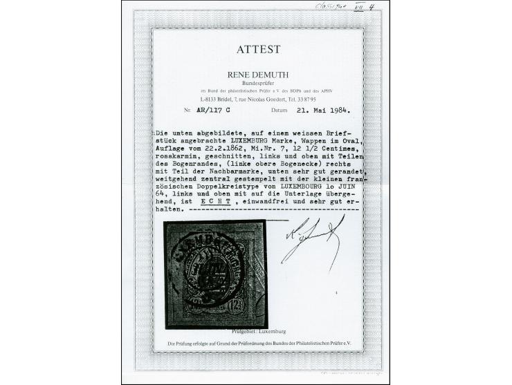12½ c. rose, copy from the upper left sheet corner with good to mostly enormous margins incl. small part of neighbour stamp a