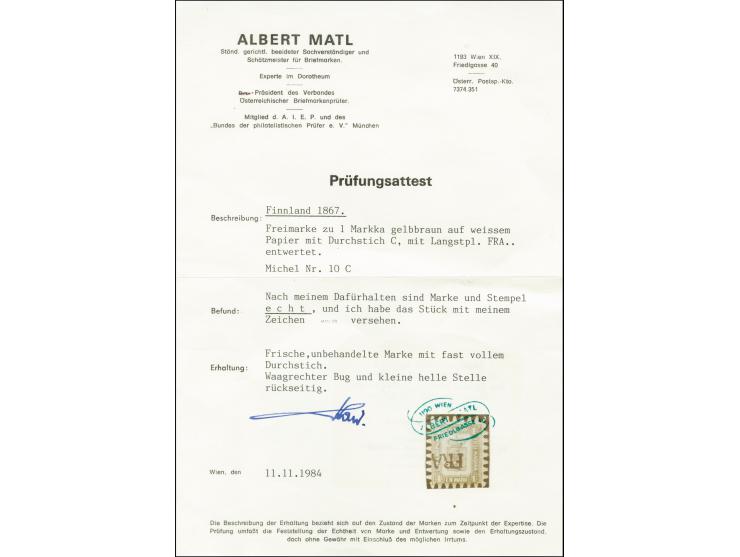 1 mark, interesting group containing 13 stamps and one large cover piece, including different cancellations and perforations,
