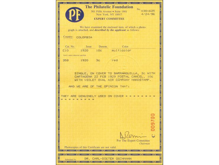 10 c. multicoloured imperforate vignette "Ocean Liner" with additional franking 3c. red tied by "CCNA / Barranquilla" oval ca