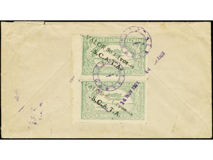 Girardot Provisional: October 1921, "VALOR 30 Ctvos / S.C.A.T.A." surcharge in black on 50 c. pale green as vertical pair fro