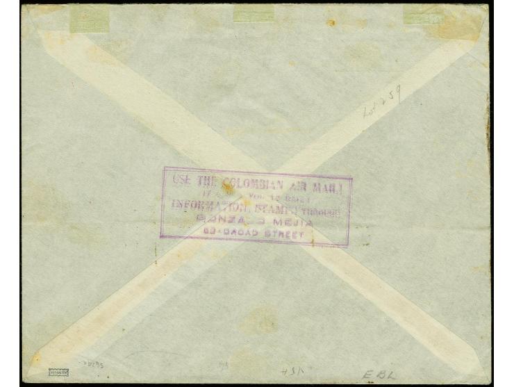 60c. brick-red, diagonally bisected with additional franking tied by neat red cds. "SERVICEO POSTAL AEREO SCADTA 22 II 1923" 